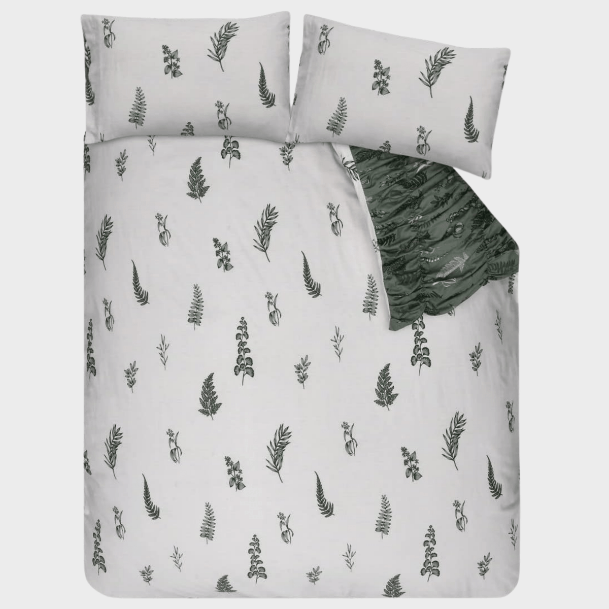 Sleepdown Green Fern Rouched Reversible Double Duvet Set from You Know Who's