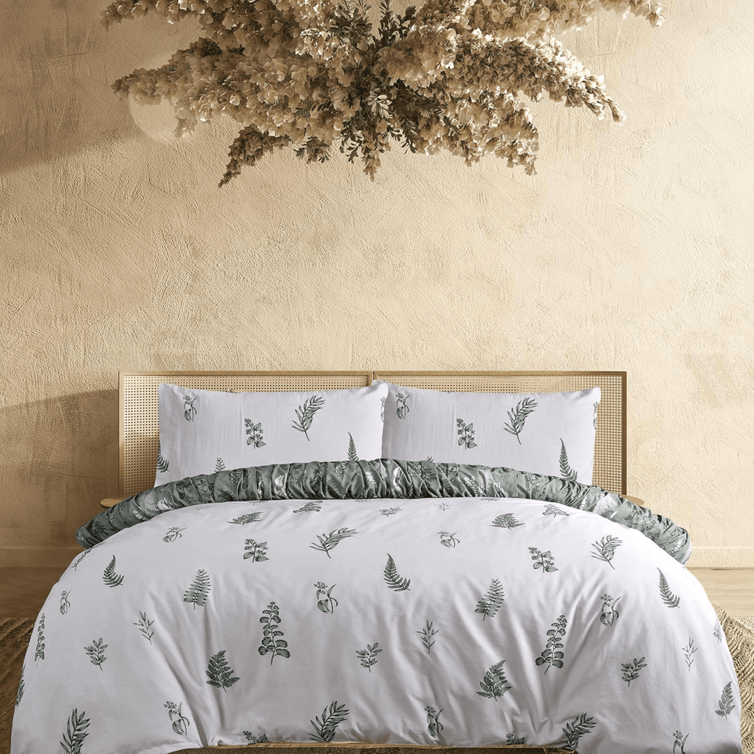 Sleepdown Green Fern Rouched Reversible Double Duvet Set from You Know Who's