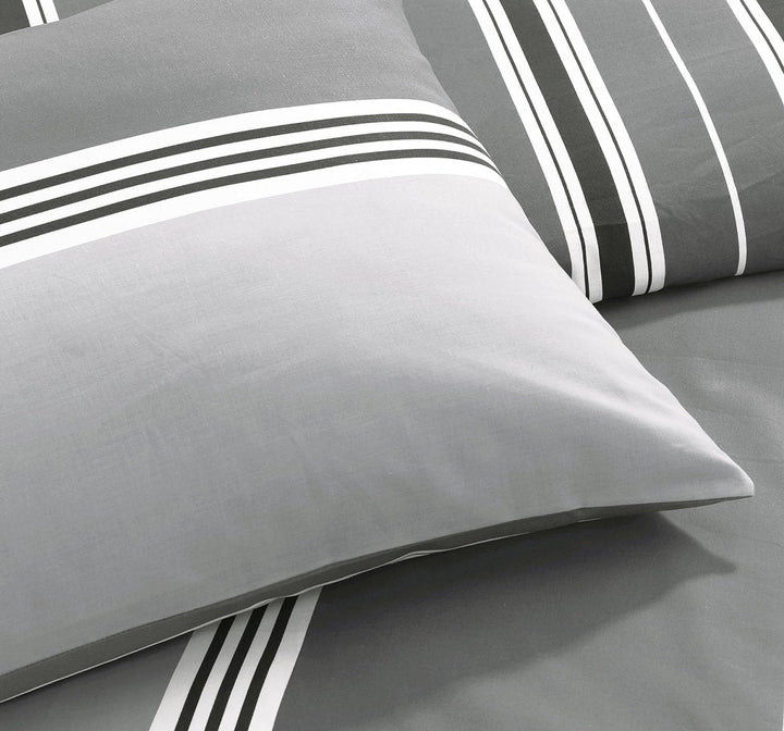 Sleepdown Grey Banded Stripe Duvet Cover from You Know Who's