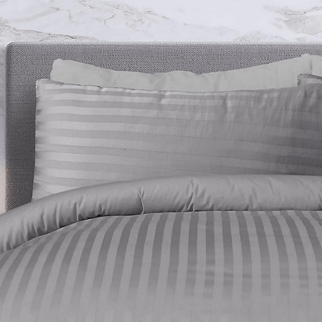 Sleepdown Grey Satin Stripe Double Duvet Set from You Know Who's