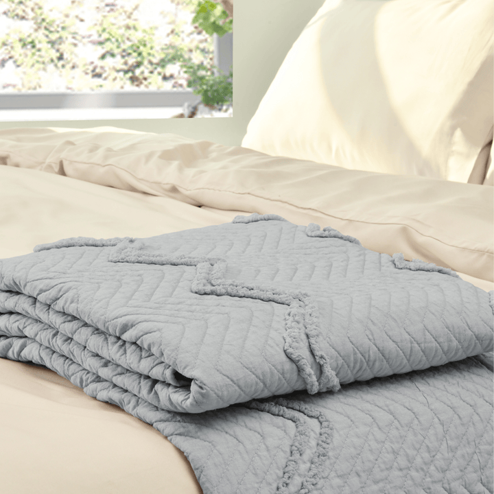 Sleepdown Grey Tufted Bedspread 150x200 from You Know Who's