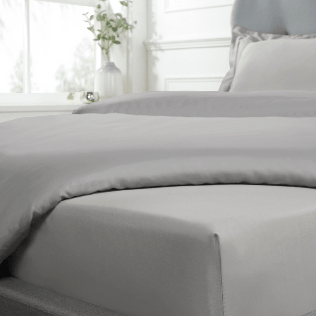 Sleepdown Luxury Cotton Sateen 300T Fitted Sheet - Silver from You Know Who's