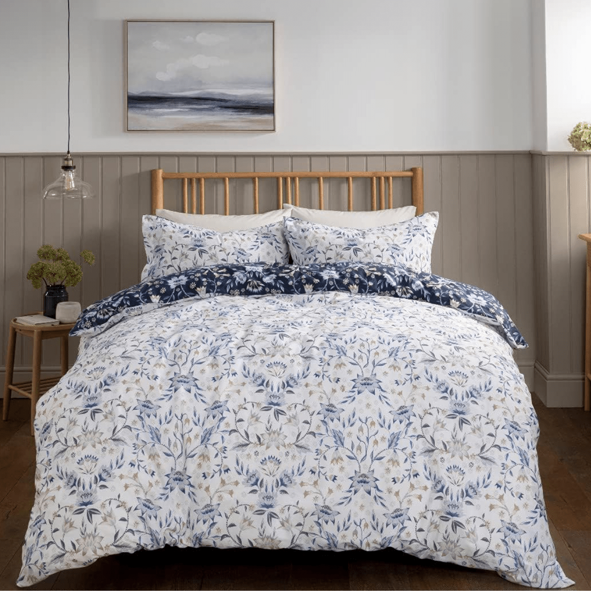 Sleepdown Matt Blue Floral Damask Single Duvet Set from You Know Who's