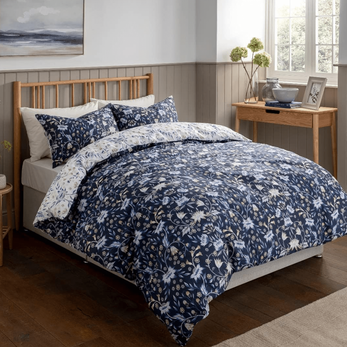 Sleepdown Matt Blue Floral Damask Single Duvet Set from You Know Who's