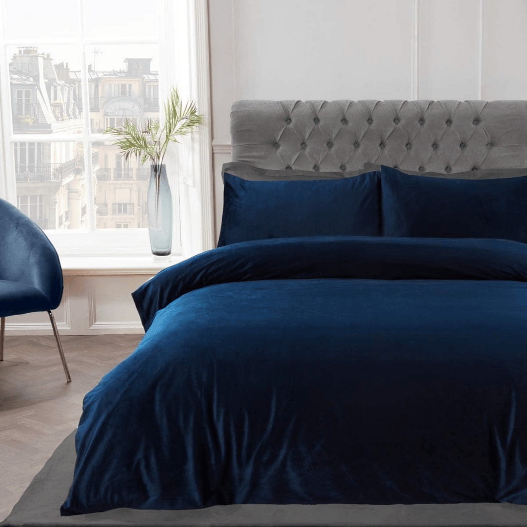 Sleepdown Matt Velvet Navy Superking Duvet Set from You Know Who's