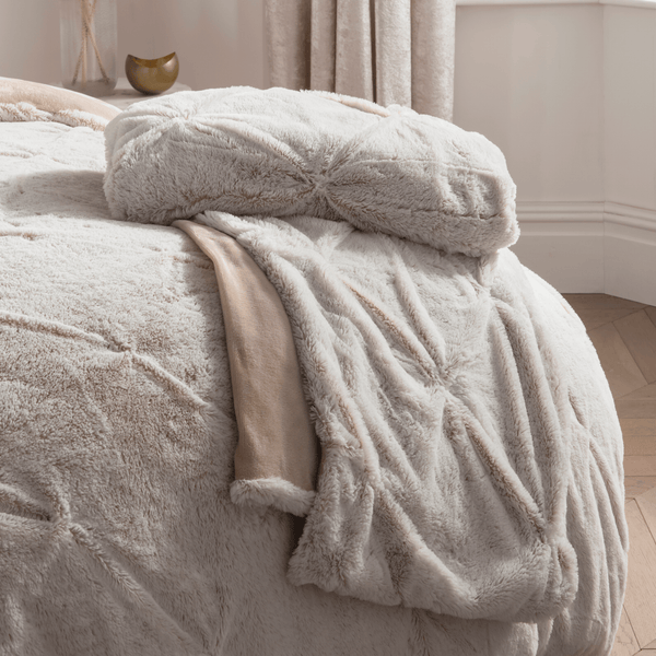 Sleepdown Natural Ruched Faux Fur Throw 150x200cm from You Know Who's
