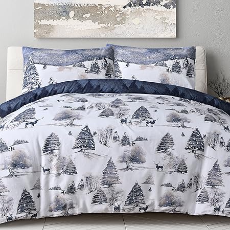 Sleepdown Navy Winter Scene Brushed Cotton Duvet from You Know Who's