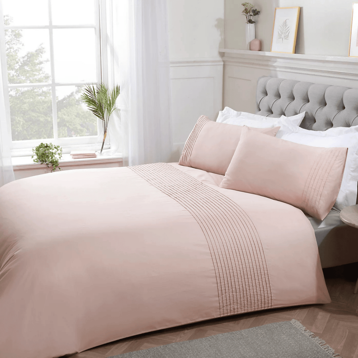 Sleepdown Pintuck Blush Double Duvet Set from You Know Who's