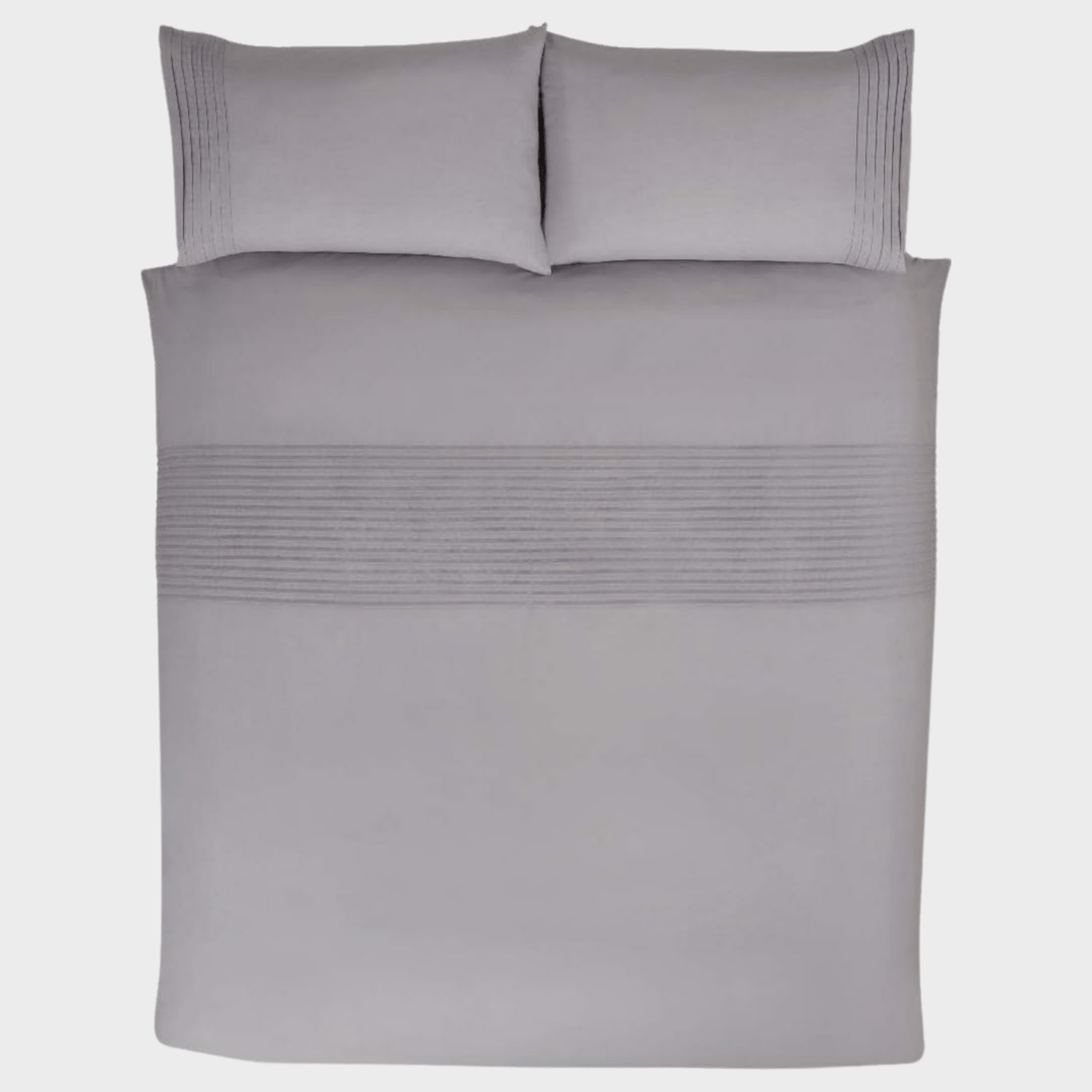 Sleepdown Pintuck Silver Superking Duvet Set from You Know Who's