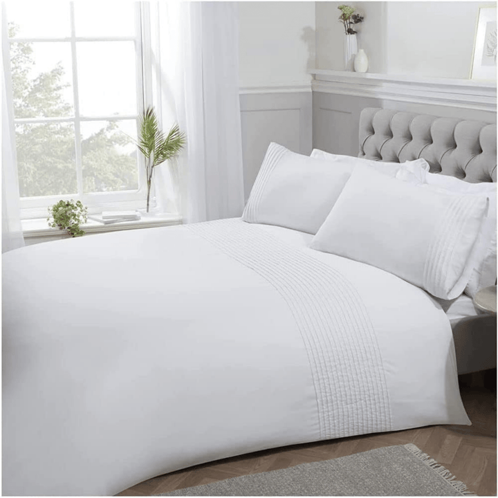 Sleepdown Pintuck White Double Duvet Set from You Know Who's