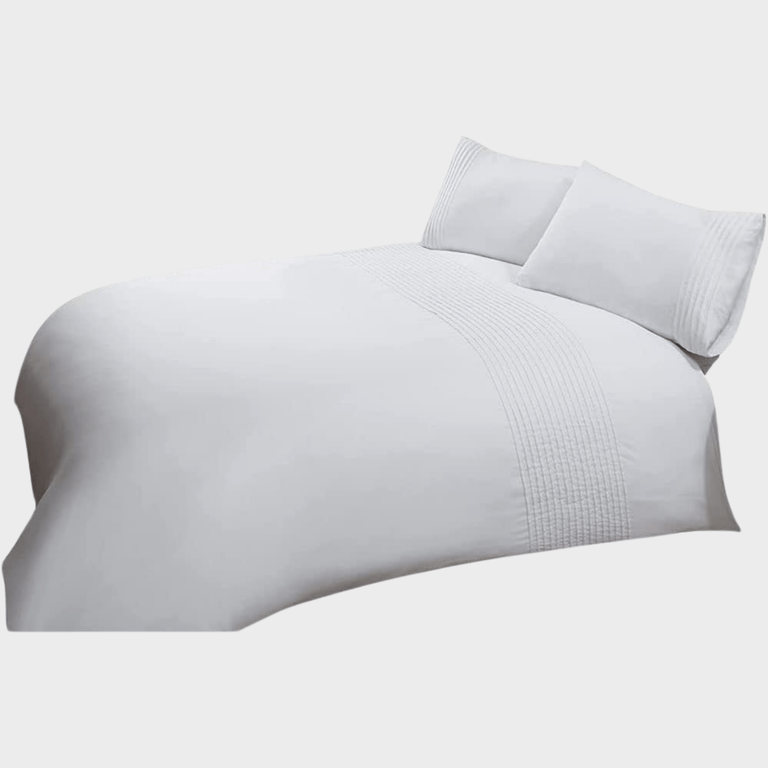 Sleepdown Pintuck White Double Duvet Set from You Know Who's