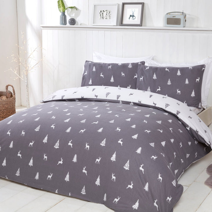 Sleepdown Reversible Ditsy Stag Trees Double Duvet Set from You Know Who's