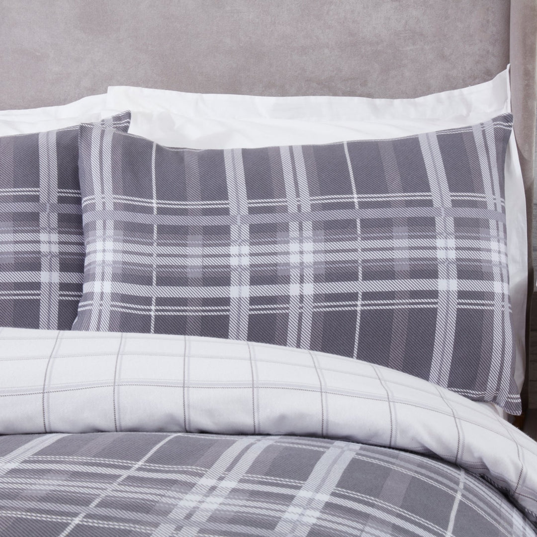 Sleepdown Reversible Grey Tartan Check Single Duvet Set from You Know Who's