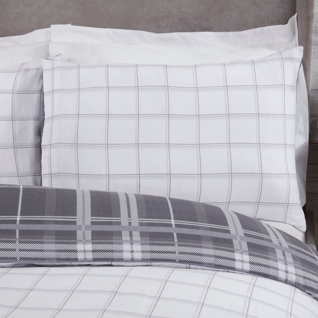Sleepdown Reversible Grey Tartan Check Single Duvet Set from You Know Who's