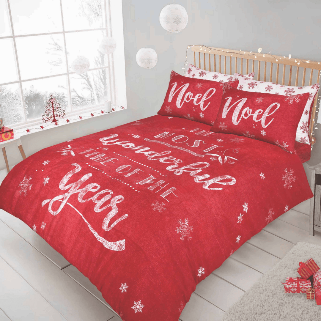 Sleepdown Reversible Red Xmas Chalk Board Double Duvet Set from You Know Who's