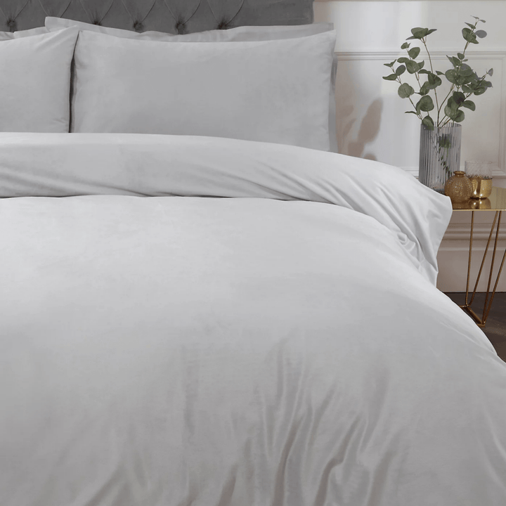 Sleepdown Silver Matt Velvet Double Duvet Set from You Know Who's