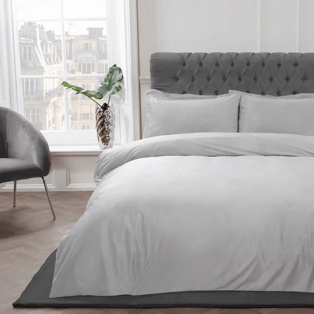 Sleepdown Silver Matt Velvet Double Duvet Set from You Know Who's