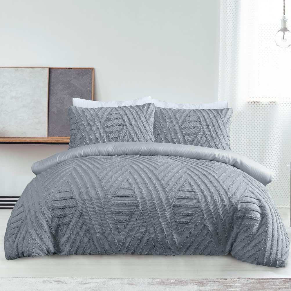 Sleepdown Tufted Diamond Duvet Set - Charcoal from You Know Who's