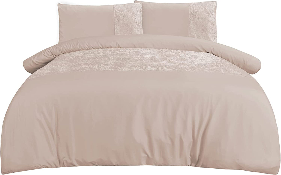 Sleepdown Champagne Velvet Cuff Single Duvet Set