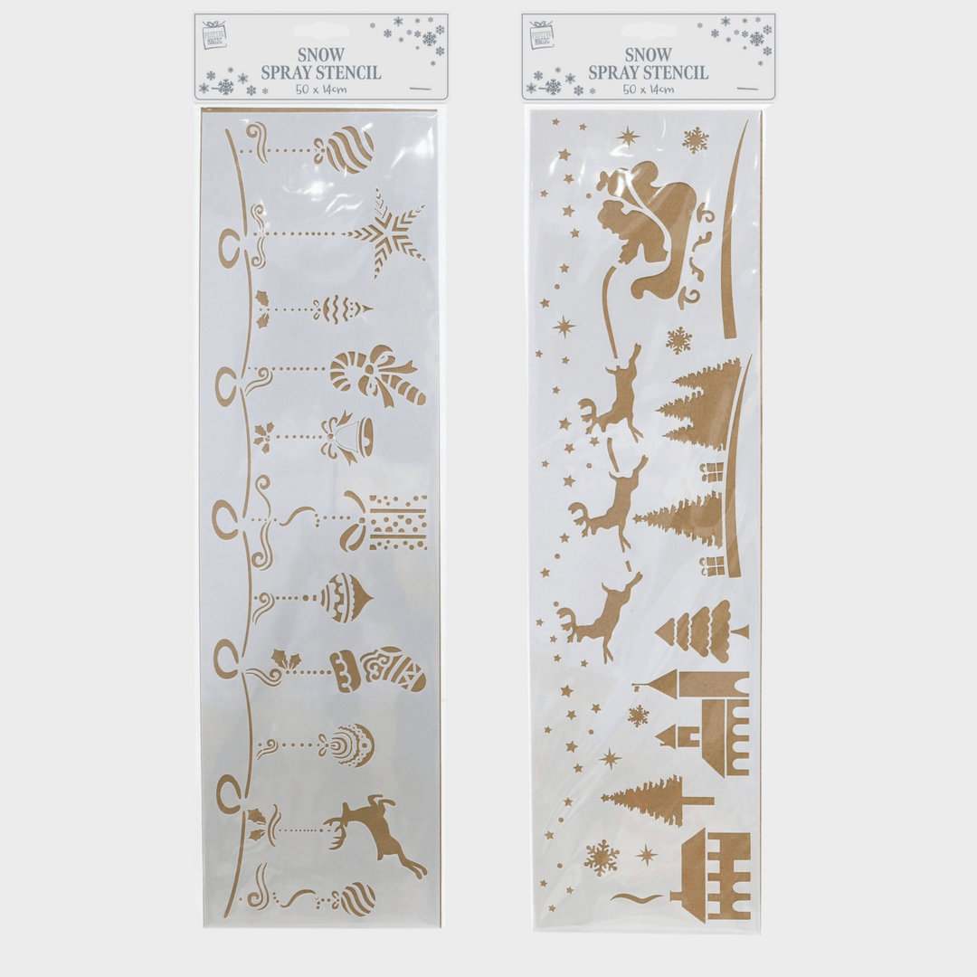 Snow spray sleigh scene stencil 14x50cm asst from You Know Who's