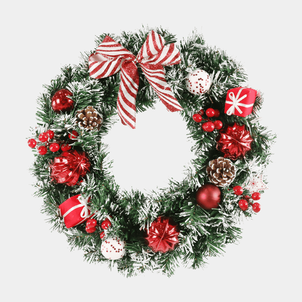 SNOWY CANDY PINE WREATH 40cm from You Know Who's
