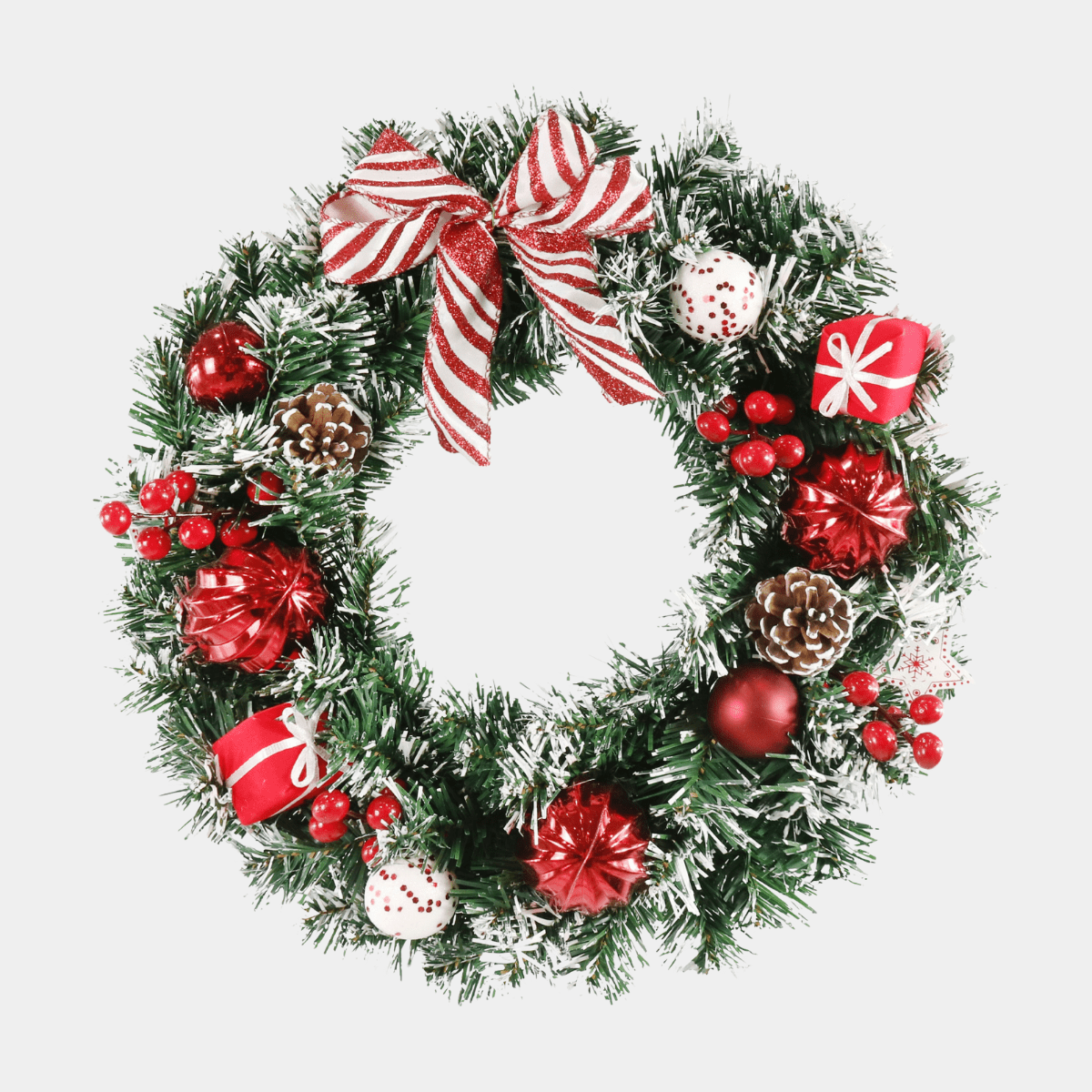 SNOWY CANDY PINE WREATH 40cm from You Know Who's