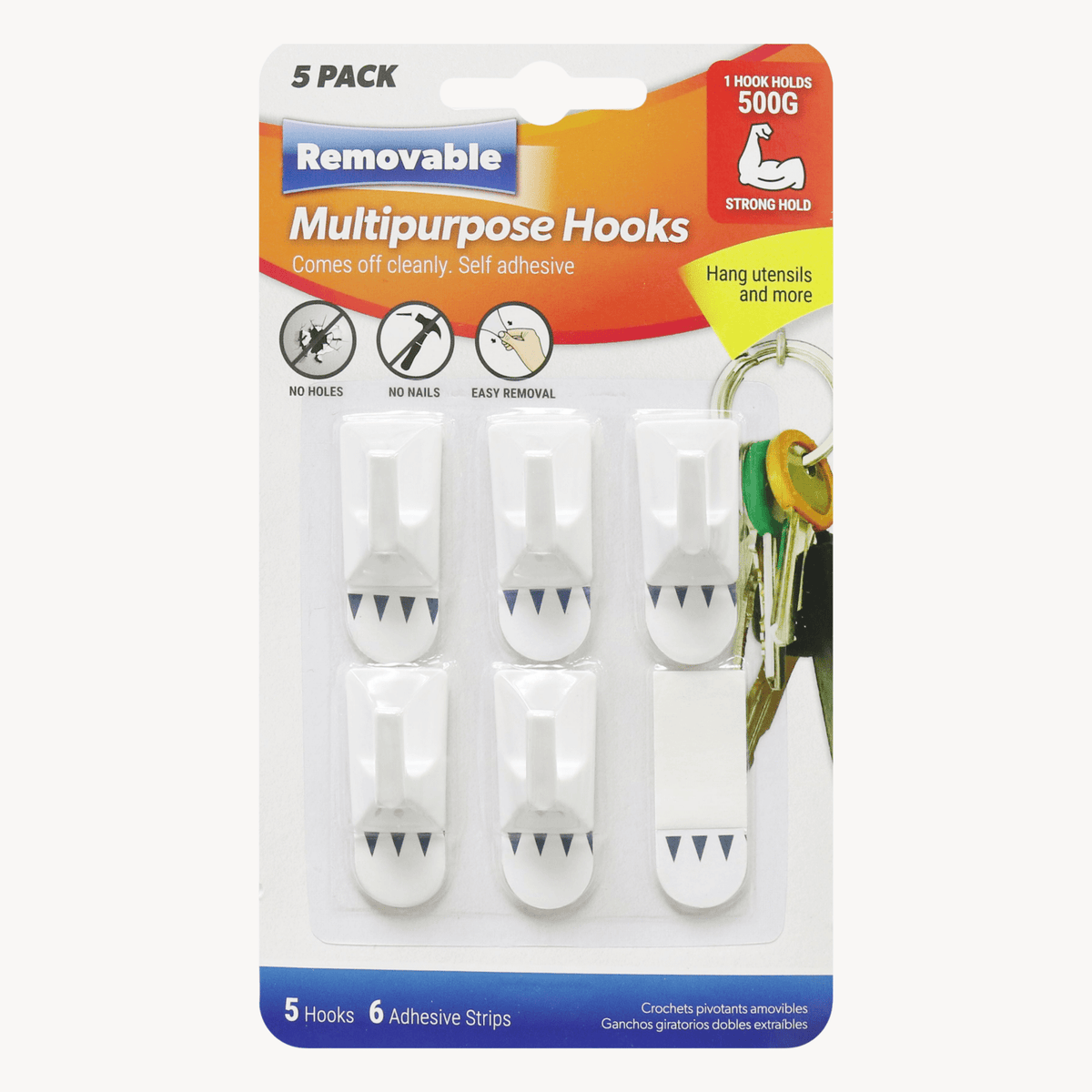 Stick on Removable Hooks 5pk
