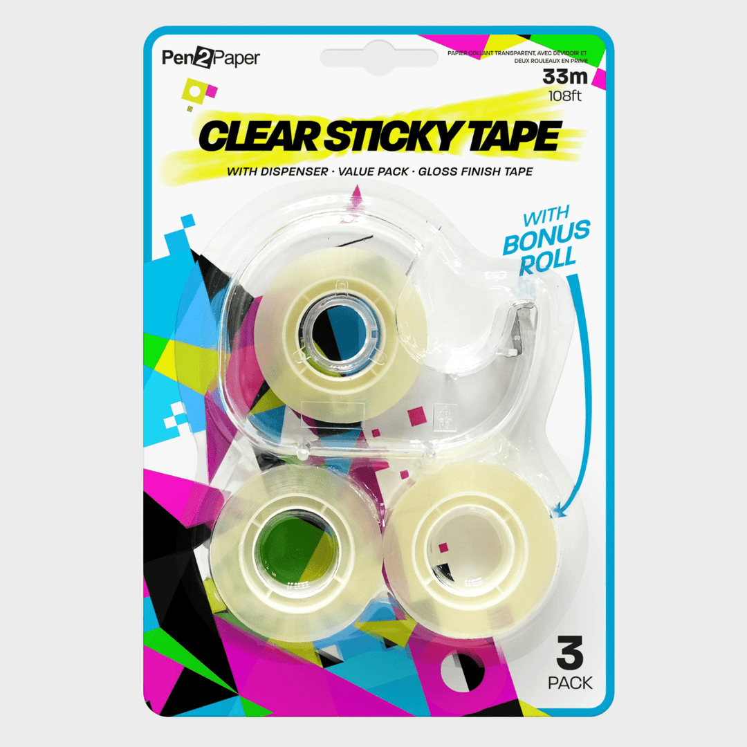 Sticky Tape with Dispenser 33m Roll 3 Pack from You Know Who's