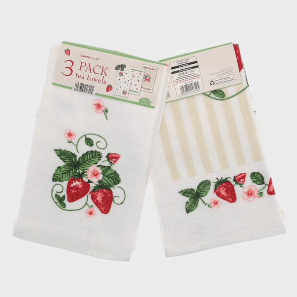 Strawberries 100% Cotton 3 Pack Velour Tea Towel from You Know Who's