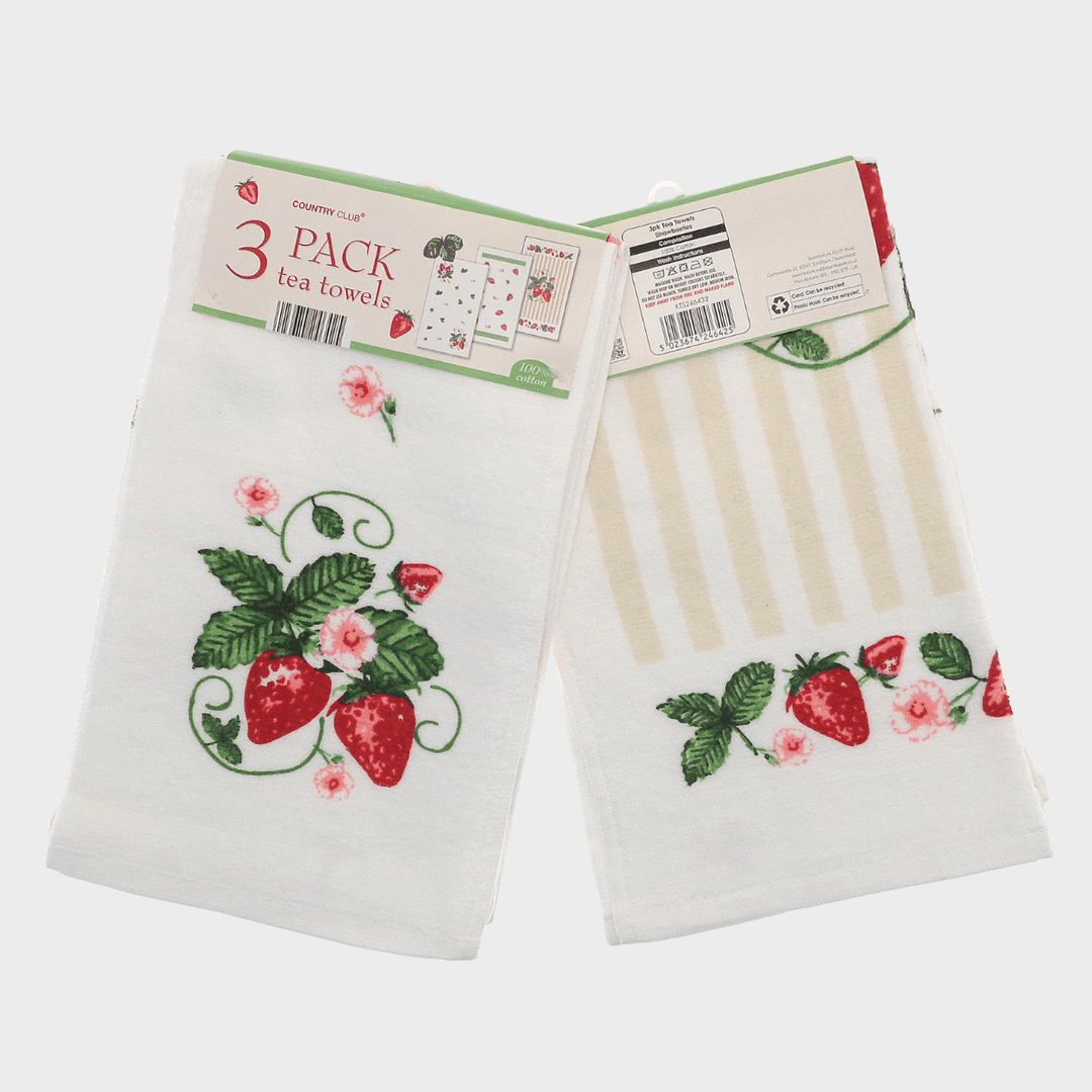 Strawberries 100% Cotton 3 Pack Velour Tea Towel from You Know Who's