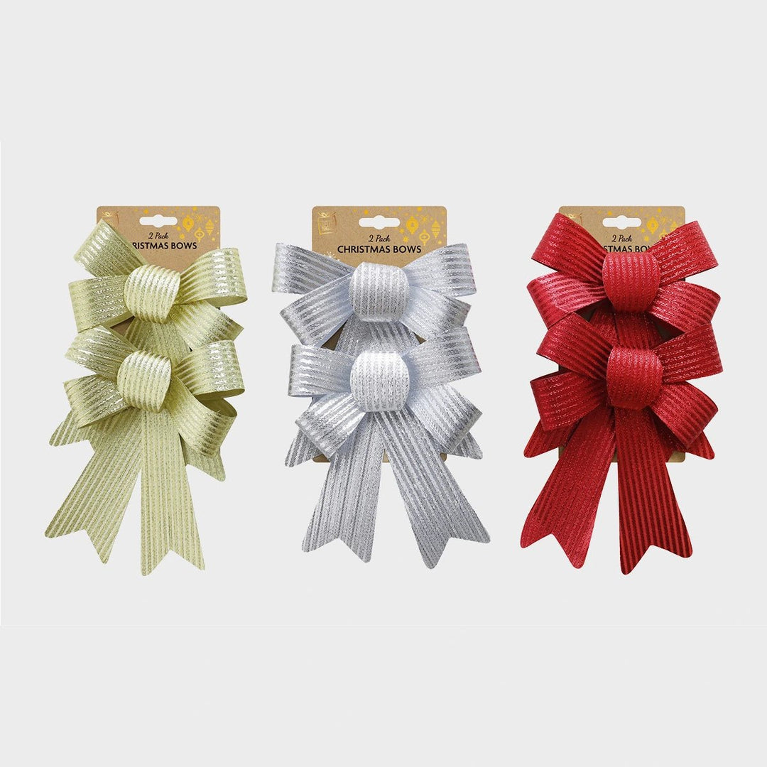 Stripes Bow Metallic MED 2pk from You Know Who's