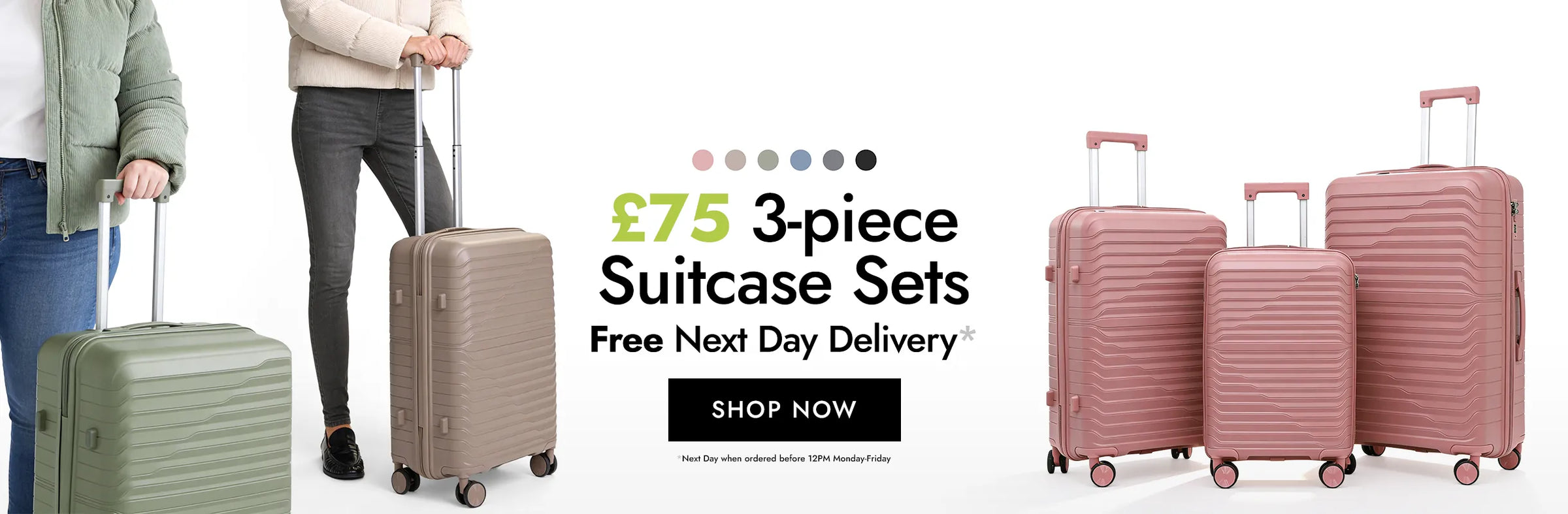 Shop 3-piece Suitcase Sets for £75 with Free Next Day Delivery*