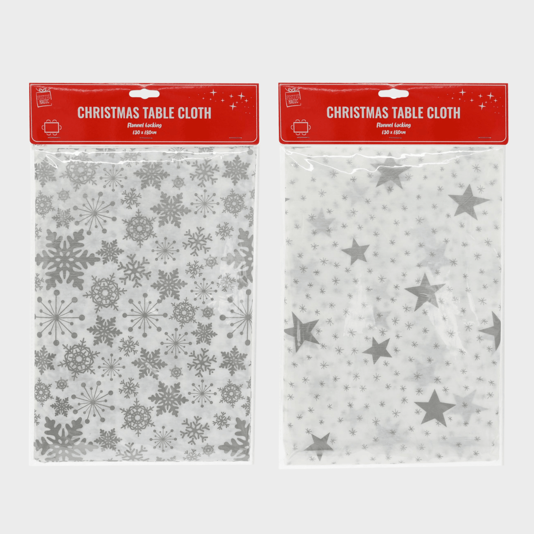 Table cloth silver rect asst from You Know Who's