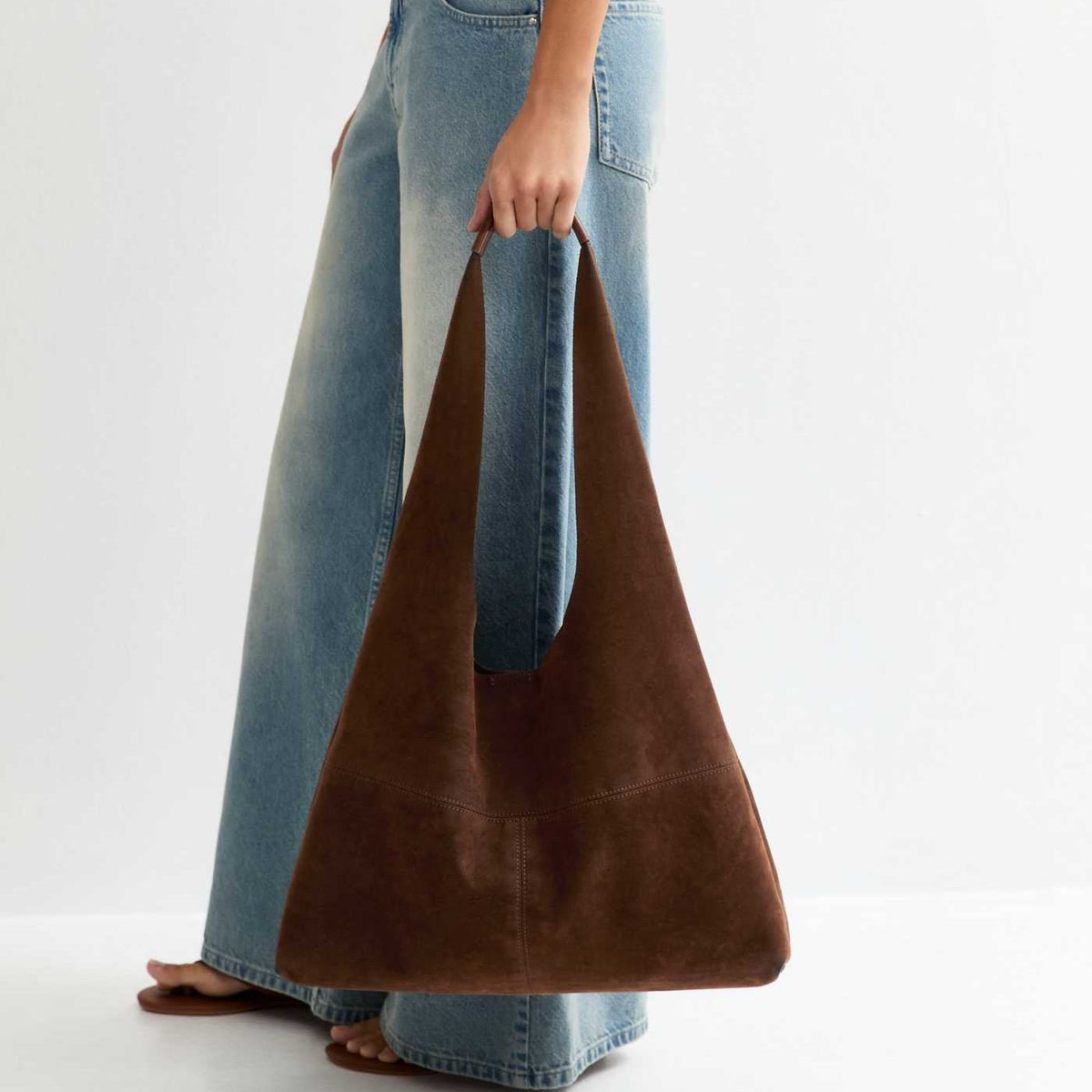 Tan Faux Suede Slouchy Hobo Tote Bag from You Know Who's