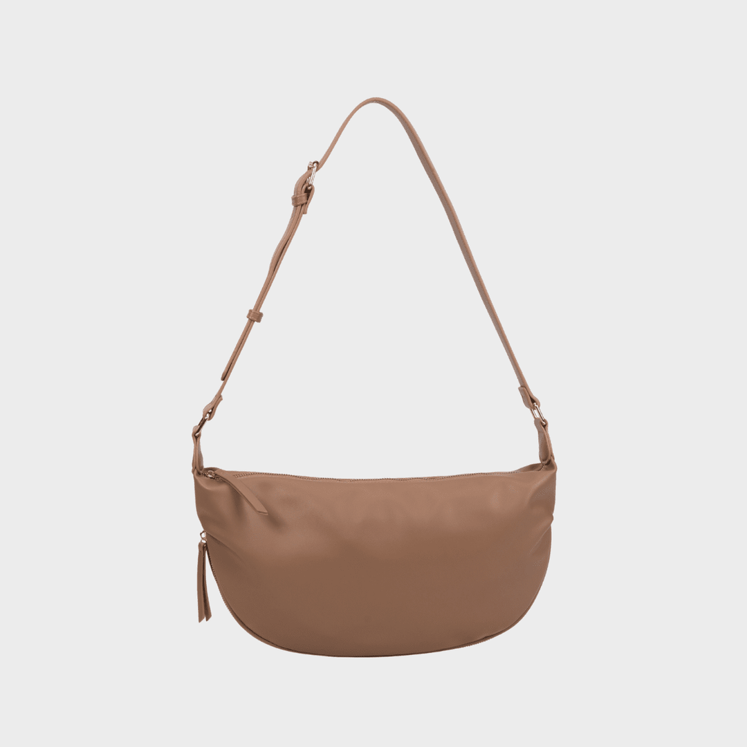 Tan Small Crossbody Bag with Popper Fastening from You Know Who's