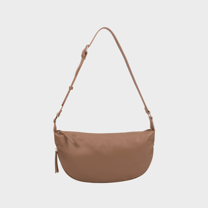 Tan Small Crossbody Bag with Popper Fastening from You Know Who's