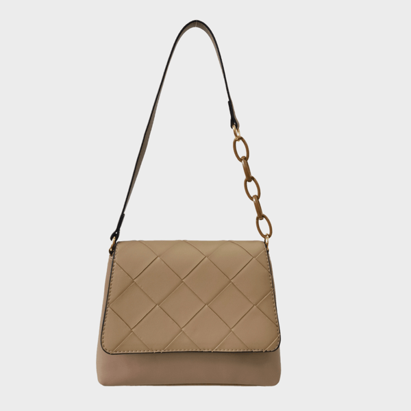 Taupe Quilted Chain Detail Shoulder Bag from You Know Who's