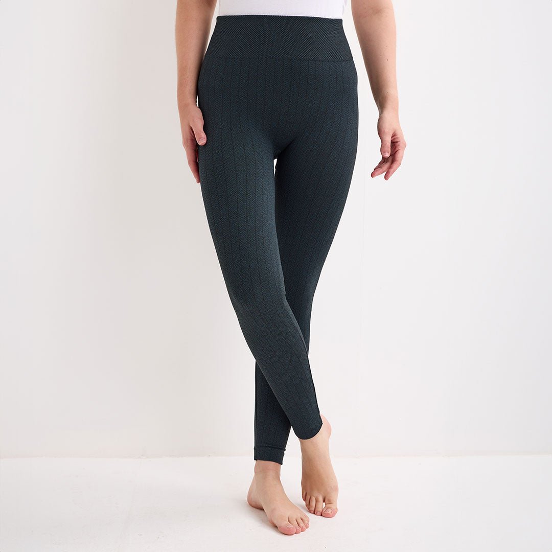 Teal Herringbone Fleece Lined Leggings from You Know Who's