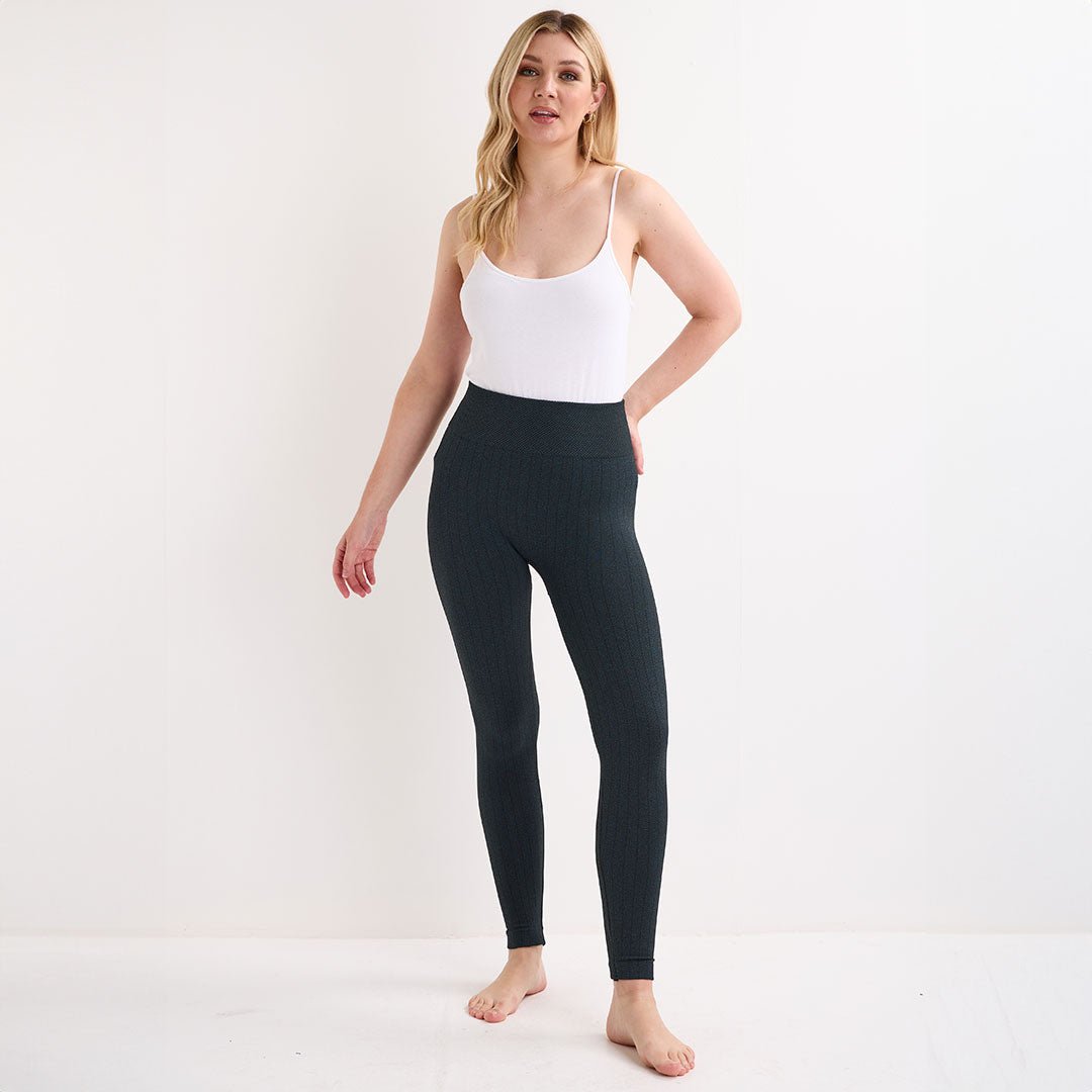 Teal Herringbone Fleece Lined Leggings from You Know Who's