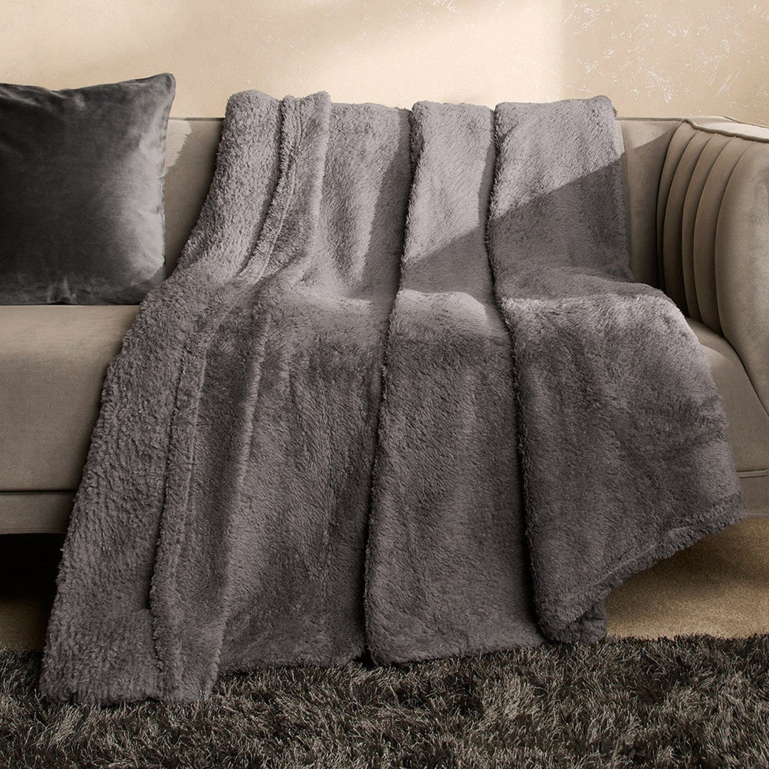 Teddy Sherpa Throw 150x200cm - Charcoal from You Know Who's