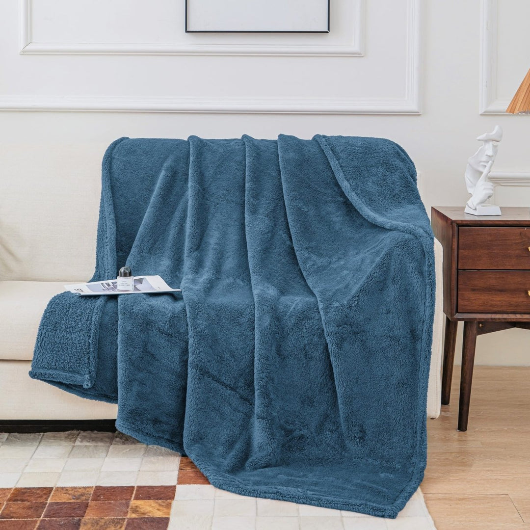 Teddy Sherpa Throw 150x200cm - Teal Blue from You Know Who's