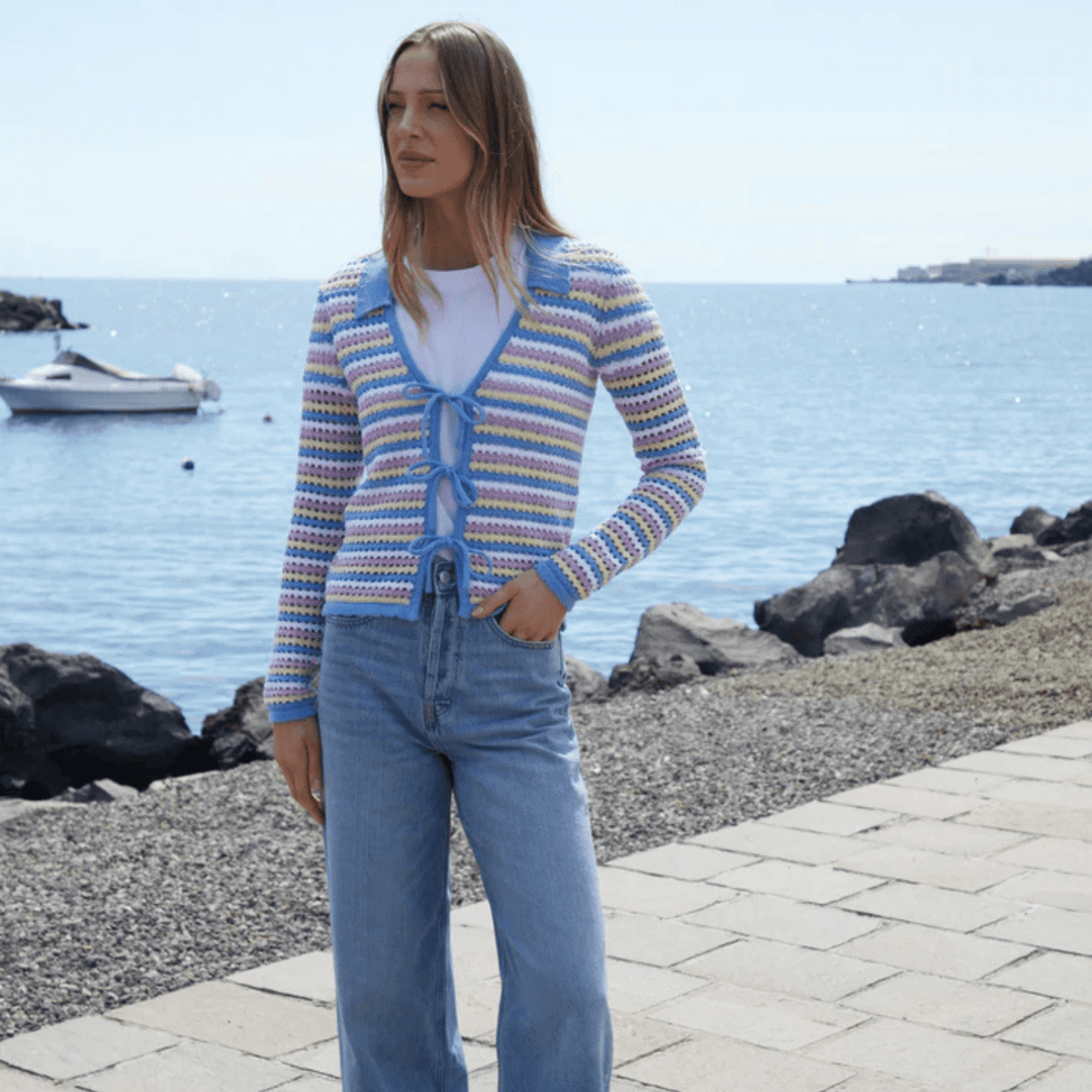 Threadbare Blue Crotchet Collared Cardigan from You Know Who's