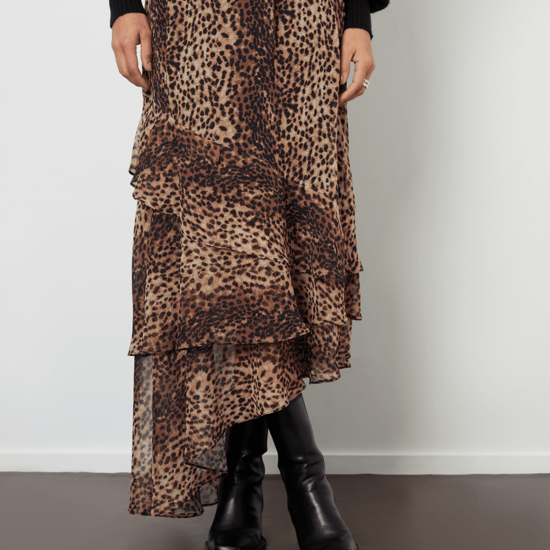 Threadbare Chiffon Leopard Ruffle Skirt from You Know Who's