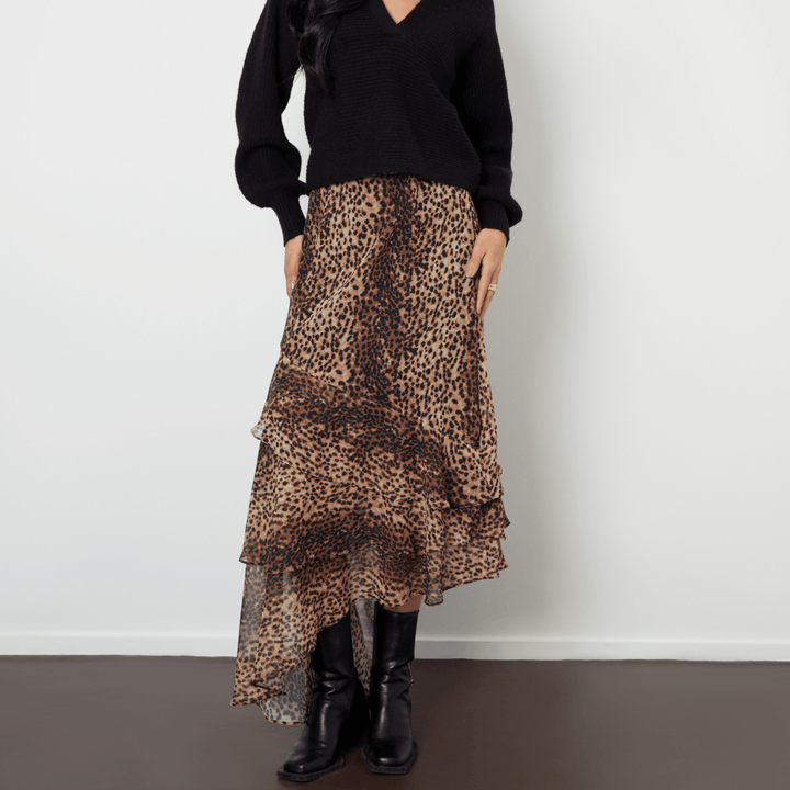 Threadbare Chiffon Leopard Ruffle Skirt from You Know Who's