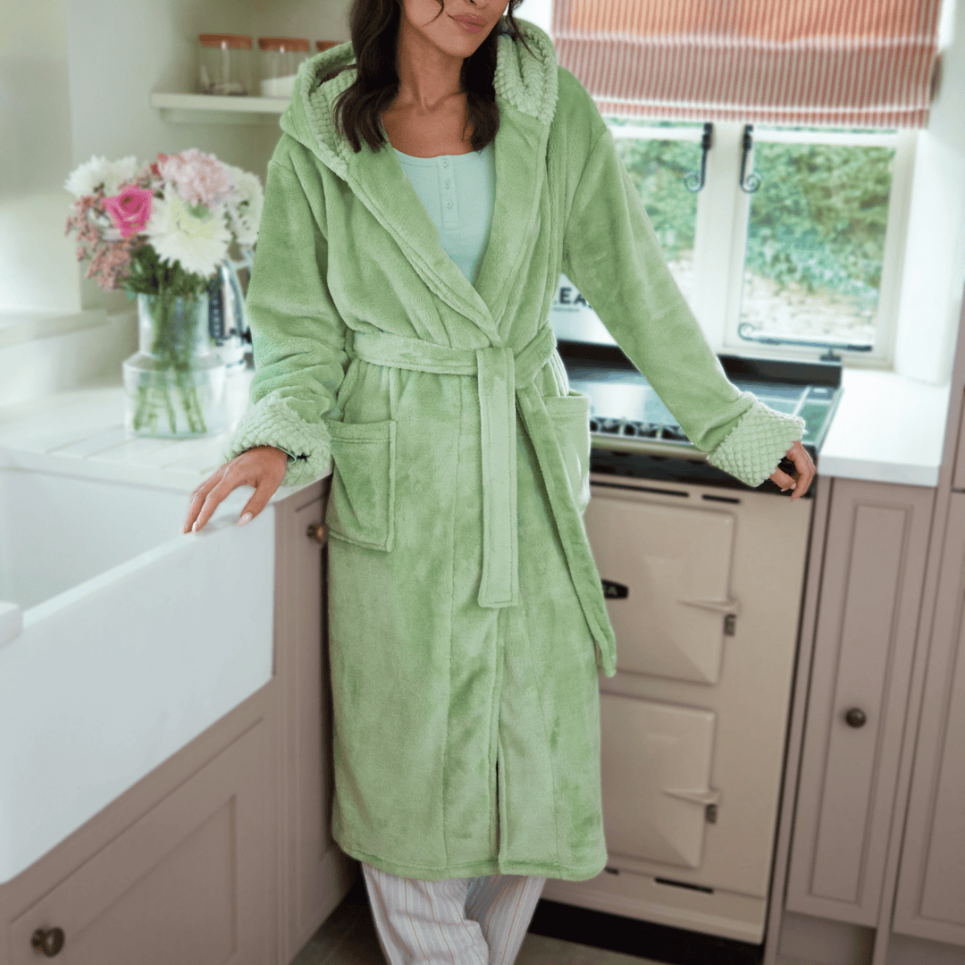 Threadbare Ladies Green Faux Fur Dressing Gown from You Know Who's