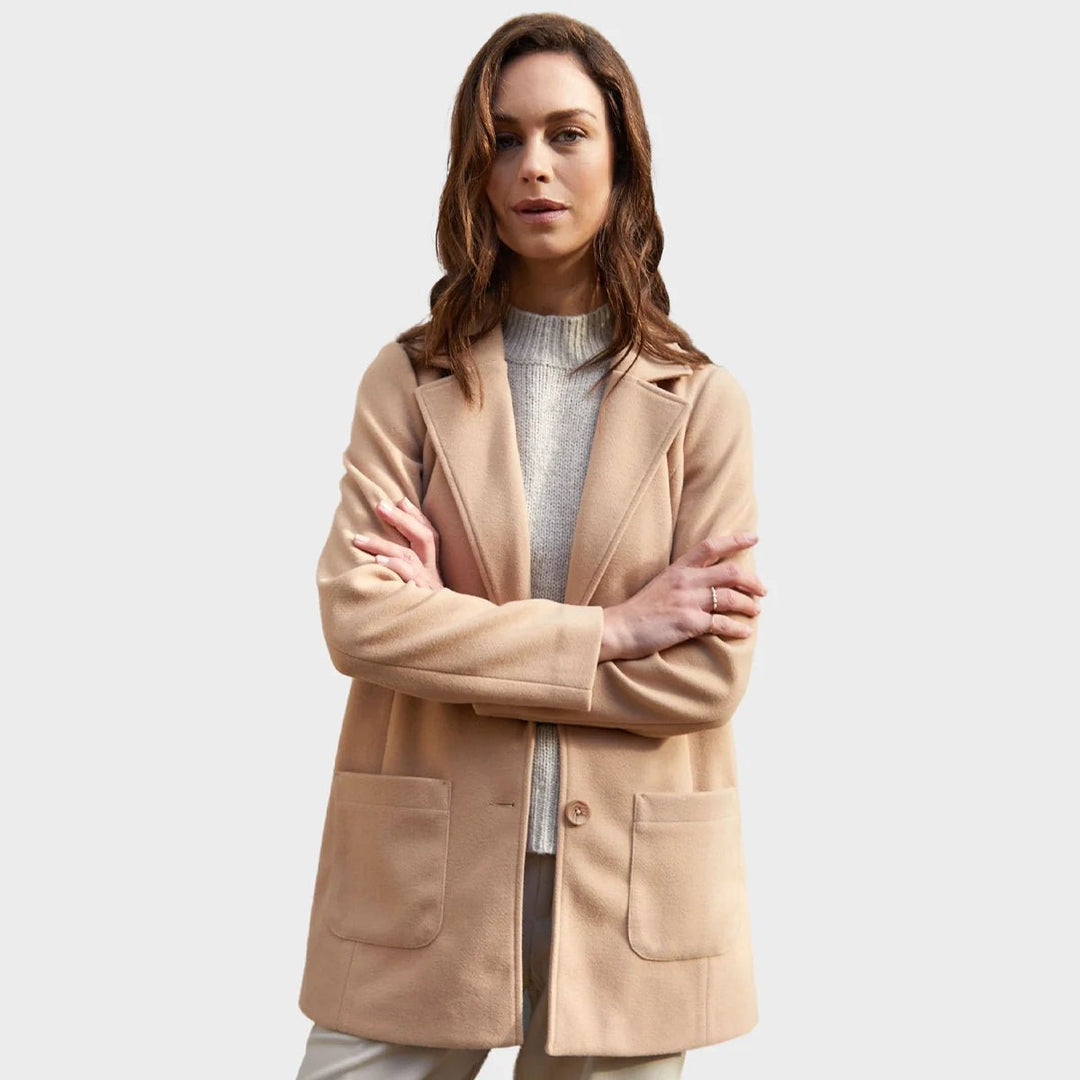 Ladies single breasted camel coat on sale