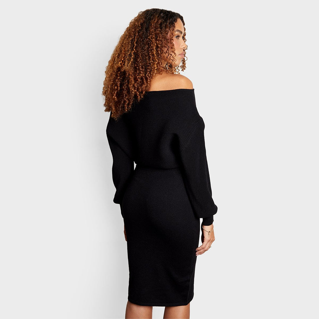 Threadbare Ladies Slash Neck Knitted Midi Dress from You Know Who's