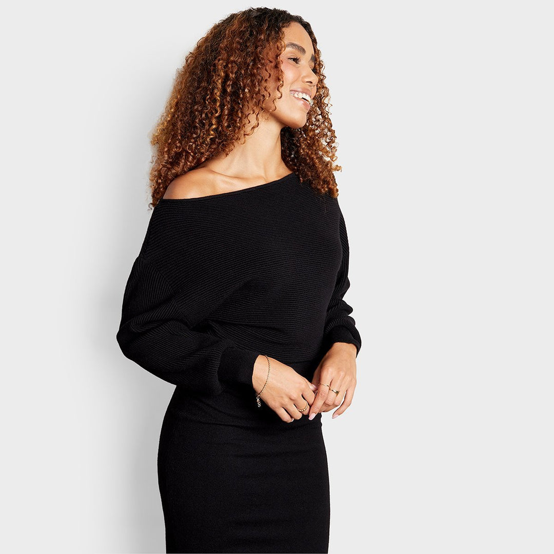 Threadbare Ladies Slash Neck Knitted Midi Dress from You Know Who's