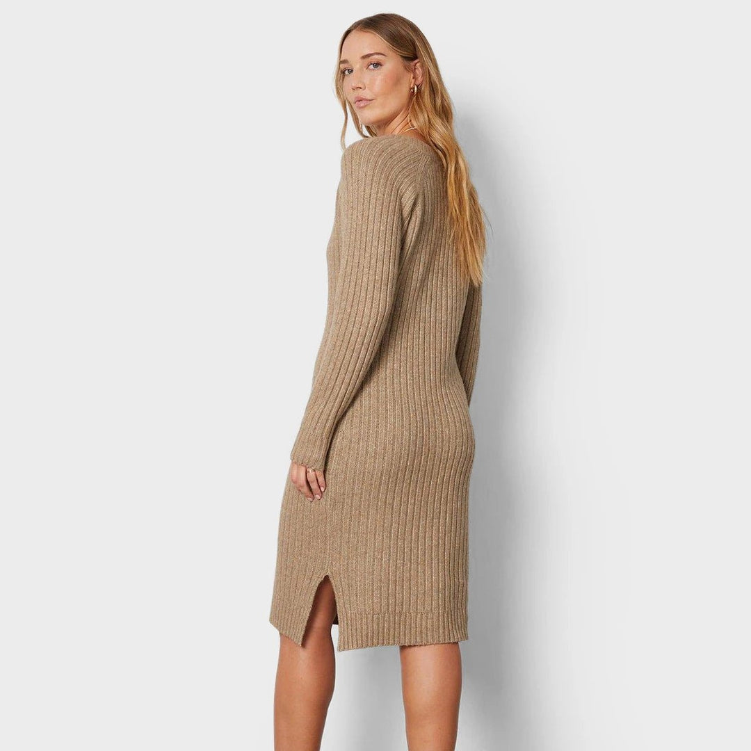 Threadbare Ladies V Neck Midi Dress Camel from You Know Who's