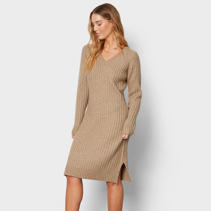 Threadbare Ladies V Neck Midi Dress Camel from You Know Who's